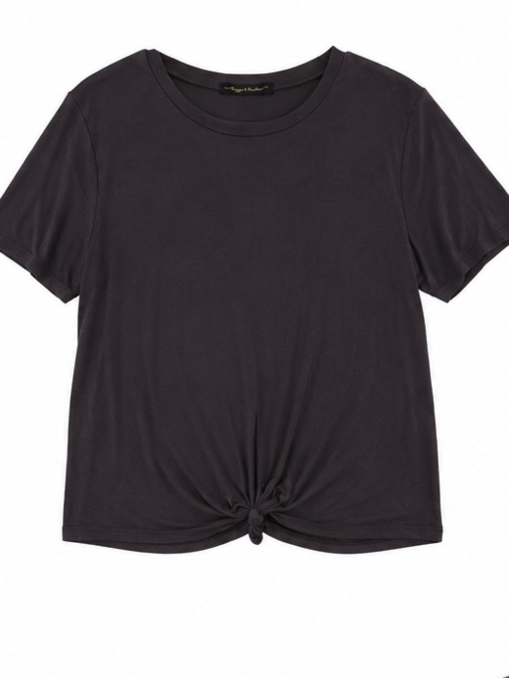 Women’s Black Knot-Front Short Sleeve Tee